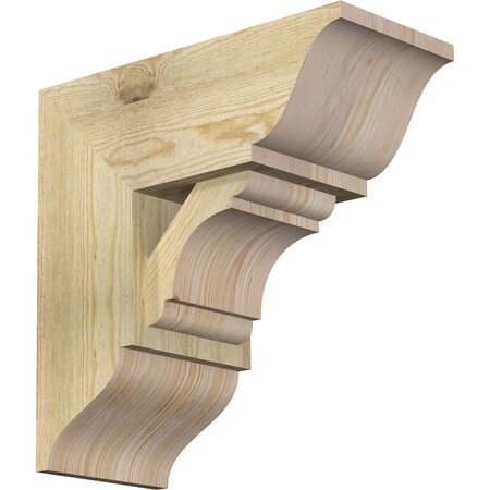 Ekena Millwork Olympic Traditional Rough Sawn Bracket w/ Offset Brace, Douglas Fir, 8"W x 18"D x 18"H BKT0806X18X18OLY01RDF
